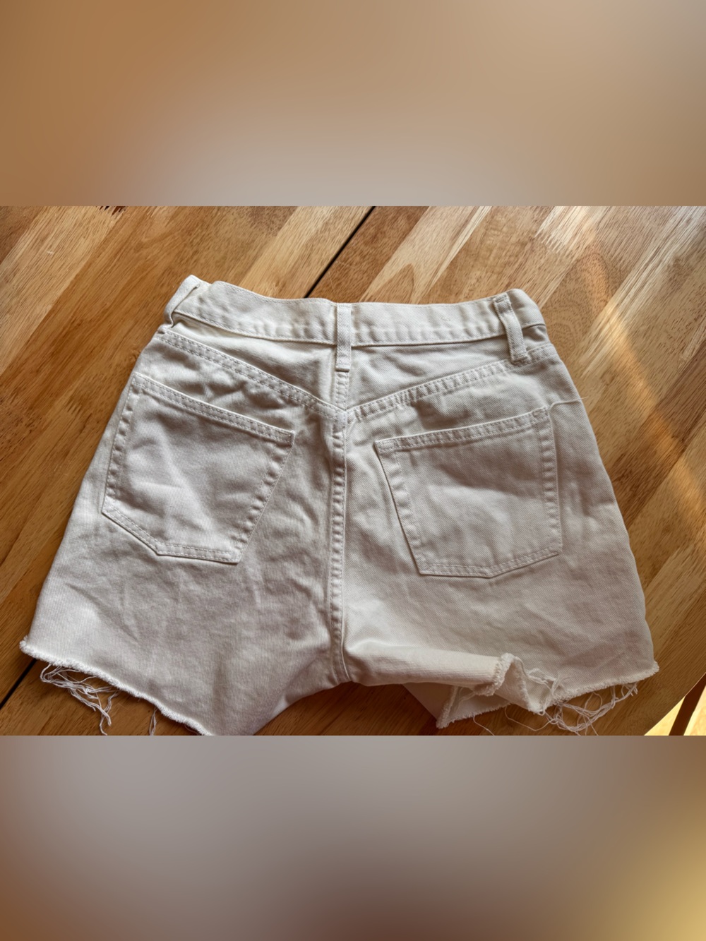 Brandy Melville Cream Denim Button Detail Shorts - Picture 4 of 4